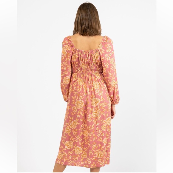 PAPER HEART Caitlyn Pink Floral Long Sleeve Midi Dress NWT - Picture 10 of 16